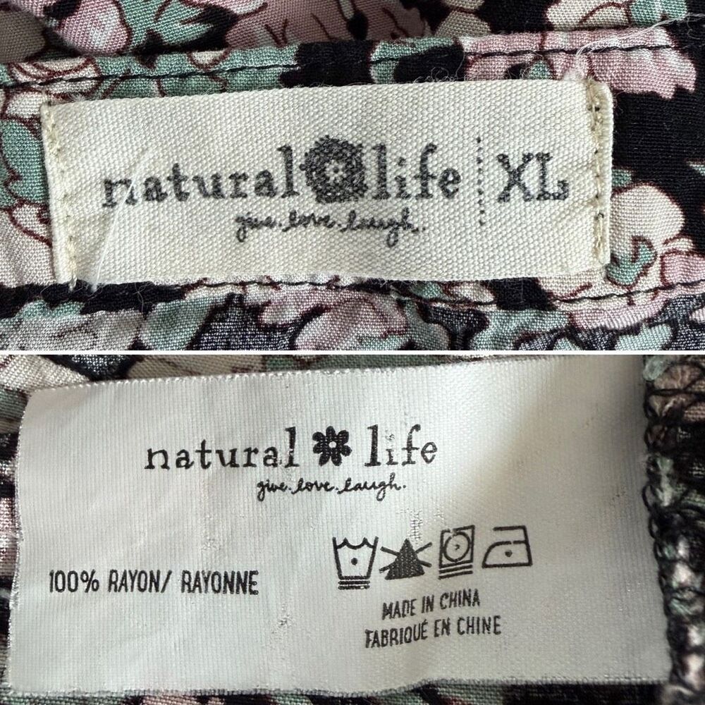 Natural Life Floral Rayon Midi Dress XL Boho Tiered Cottagecore Peasant Multi - Picture 11 of 12